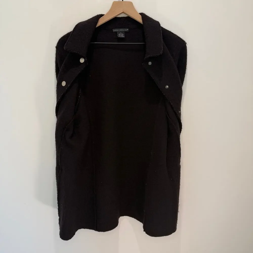 100% Wool Jacket Women's Small Chocolate Brown Button Up Pockets Vintage 90s - Picture 9 of 10